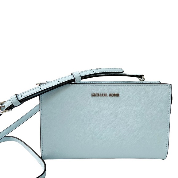 MICHAEL MICHAEL KORS Sheila Small Faux Leather Crossbody Bag in Vista Blue New - Picture 2 of 9